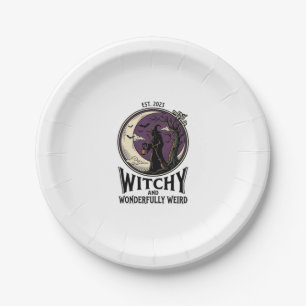Assiettes En Carton Chemise de sorcière vintage avec art d'Halloween d