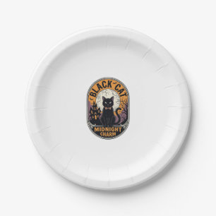 Assiettes En Carton Chemise Halloween Chat Noir Vintage Charme de Minu