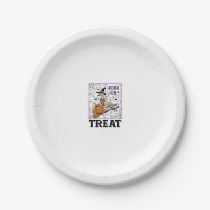 Assiettes En Carton Chemise Halloween Oie Sorcière Honk Or Treat Vinta