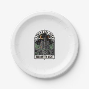 Assiettes En Carton Chemise Maison Hantée Halloween Sorcière Vintage_1
