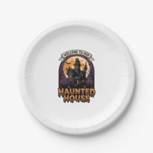 Assiettes En Carton Chemise Maison Hantée Vintage Halloween Bienvenue 