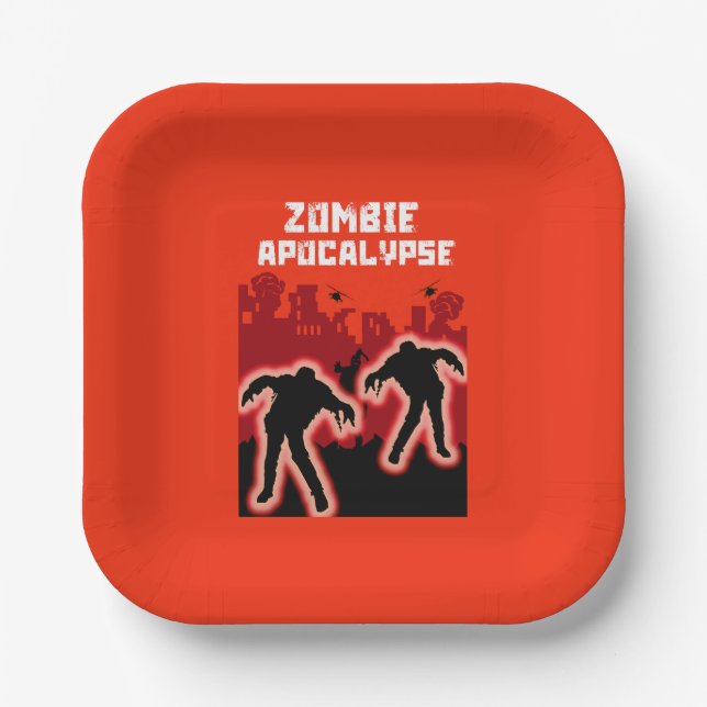 Assiettes En Carton Chemise pour enfants Zombie Apocalypse (Recto)