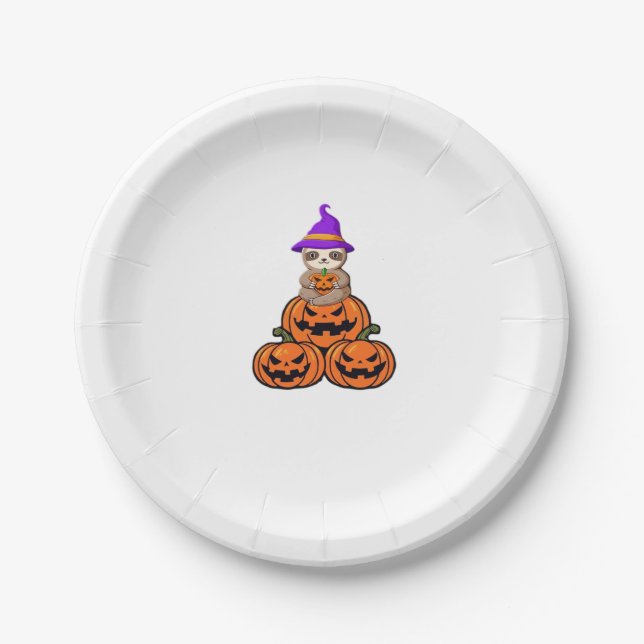 Assiettes En Carton Chemise T-Shirt Premium Sloth Halloween (Devant)