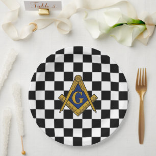 Assiettes En Carton Chèques maçonniques Freemasons Carré et Compass