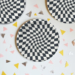 Assiettes En Carton Chèques noires rétro en blanc déformées À damiers<br><div class="desc">Conception à damiers déformée parfaite. Vérificateurs déformés modernes. Ce joli design rétro psychédélique vous emmène au pays des merveilles. Chèques déformés aux couleurs pastel. Twirl et tourbillonner,  tours,  à damiers motif</div>