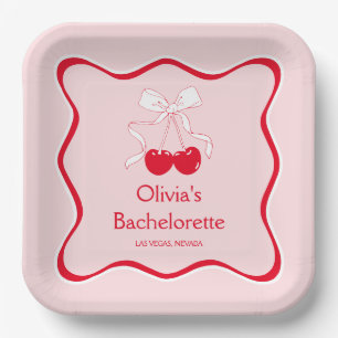 Assiettes En Carton Cherrerie Rouge Rose Bow Sur Le Bachelorette En Ha