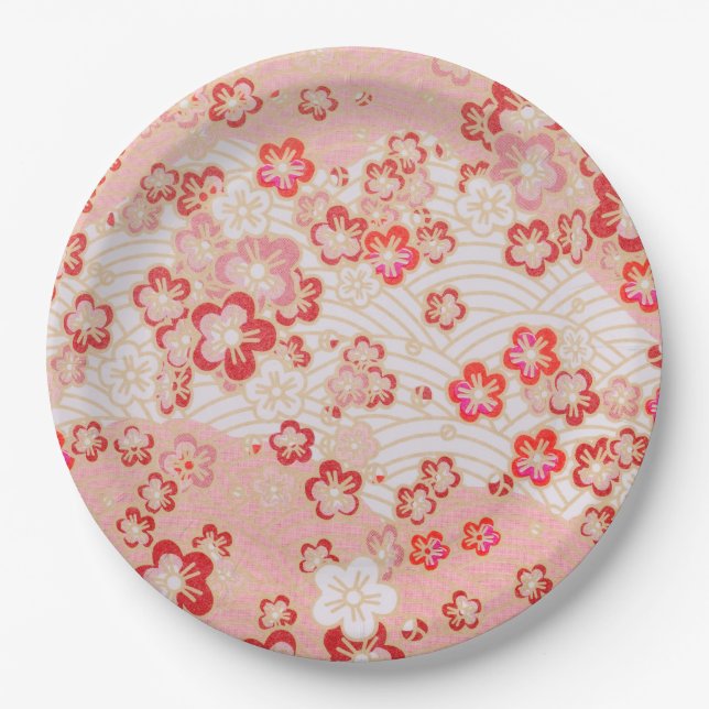 Assiettes En Carton Cherry Blossom Motif japonais (Devant)