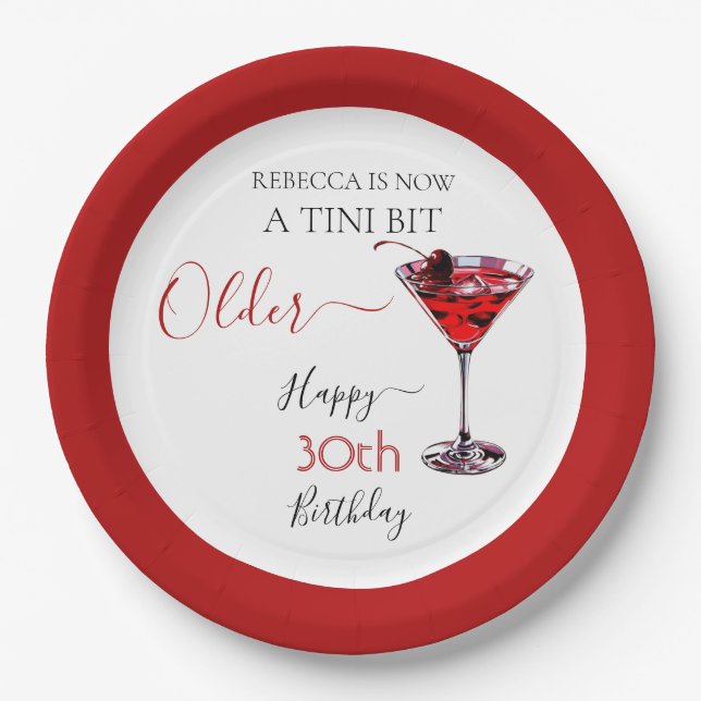 Assiettes En Carton Cherry cocktail A tini bit Older Birthday (Devant)