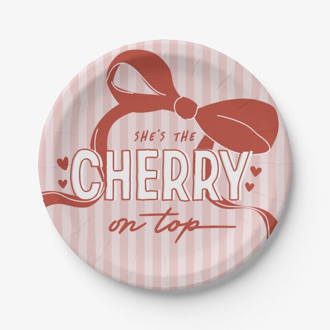 Assiettes En Carton Cherry First Coquette Girls 1er anniversaire (Devant)