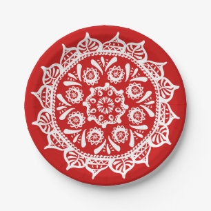 Assiettes En Carton Cherry Mandala