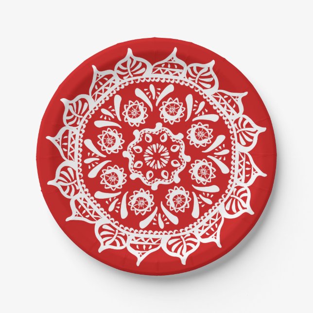 Assiettes En Carton Cherry Mandala (Devant)