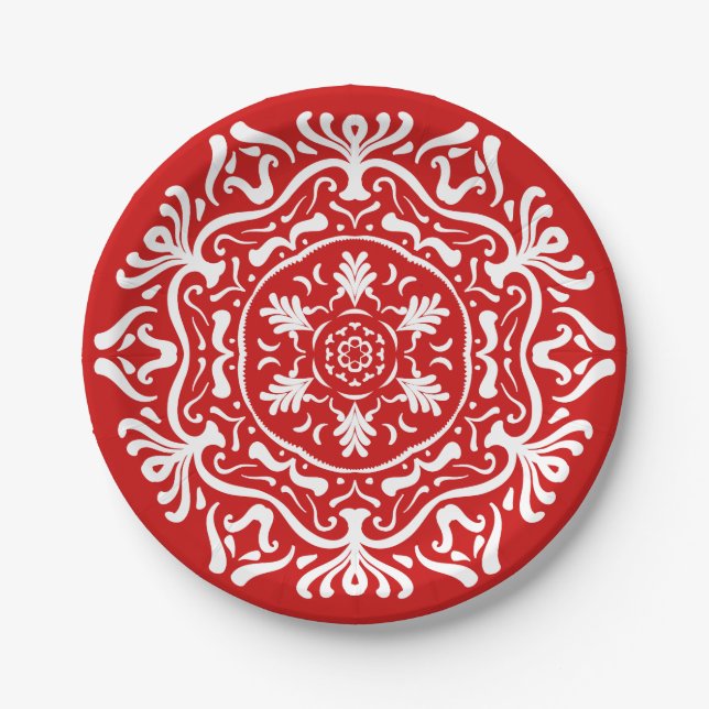 Assiettes En Carton Cherry Mandala (Devant)