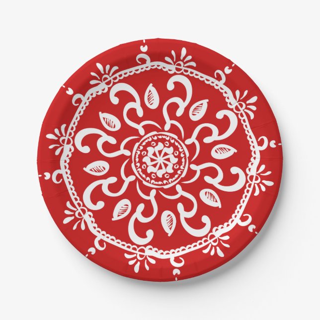 Assiettes En Carton Cherry Mandala (Devant)