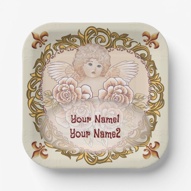 Assiettes En Carton Cherub Angel Heart (Recto)