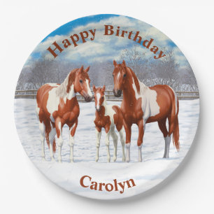 Assiettes En Carton Chestnut Pinto Sorrel Peinture Quarter Chevaux Dan
