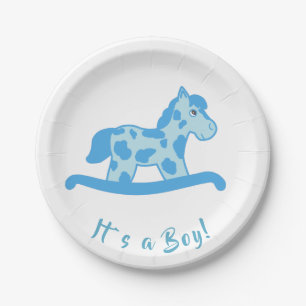 Assiettes En Carton Cheval à rocher Baby shower garçon C`est un garçon