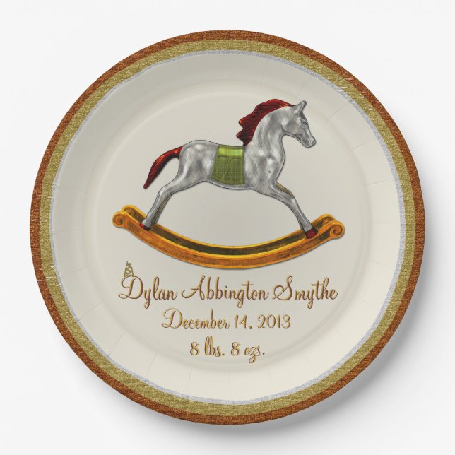 Assiettes En Carton Cheval à rocher bébé (Personnalisé) (Devant)