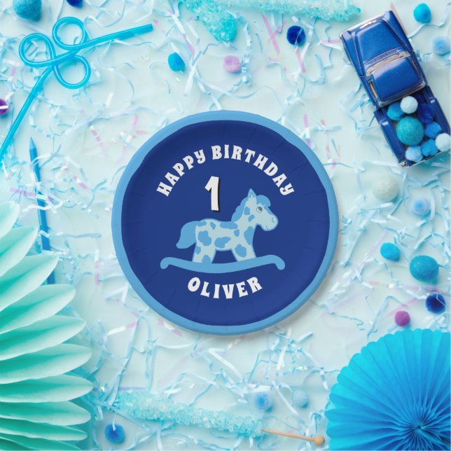 Assiettes En Carton Cheval à rocher Blue Boy fête d'anniversaire (Fête)