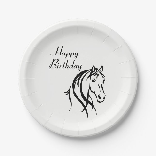 Assiettes En Carton Cheval Animal Thème Anniversaire (Devant)