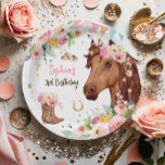 Assiettes En Carton Cheval Anniversaire Fille Cowgirl Rose Floral Part<br><div class="desc">Un merveilleux ajout à votre fête,  ces élégantes plaques de papier de fête avec un thème Cheval,  Cowgirl.</div>