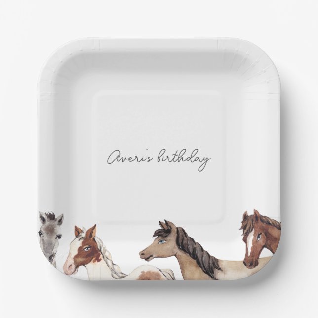 Assiettes En Carton Cheval Anniversaire Personnalisé (Recto)