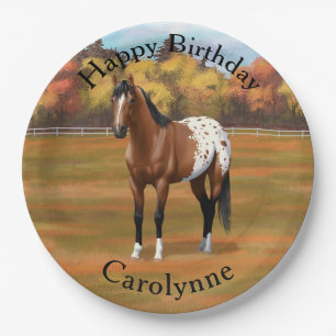 Assiettes En Carton Cheval Appaloosa de la Baie Brown dans les pâturag