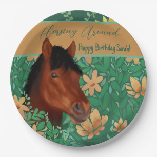 Assiettes En Carton Cheval Brown Lover Autour De Fleur