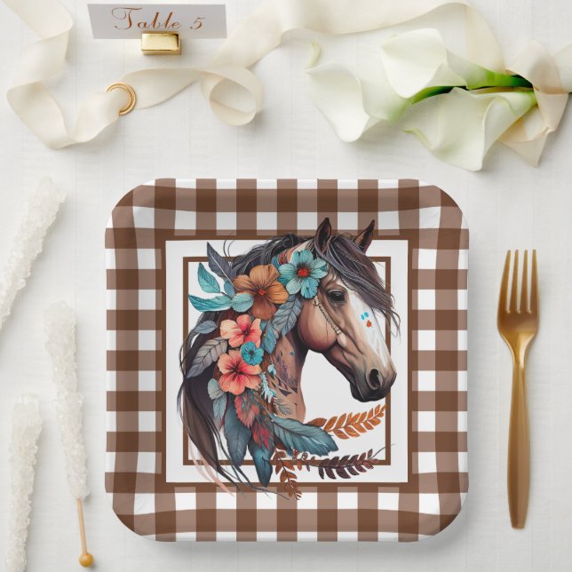 Assiettes En Carton Cheval de campagne (Mariage)