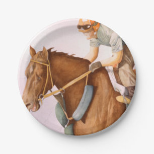 Assiettes En Carton Cheval de course et Jockey