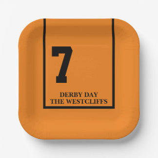 Assiettes En Carton Cheval de fête de Derby personnalisé 7 Orange