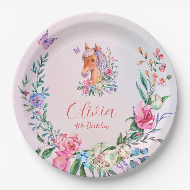 ASSIETTES EN CARTON CHEVAL DE FLEURS B1 (Devant)