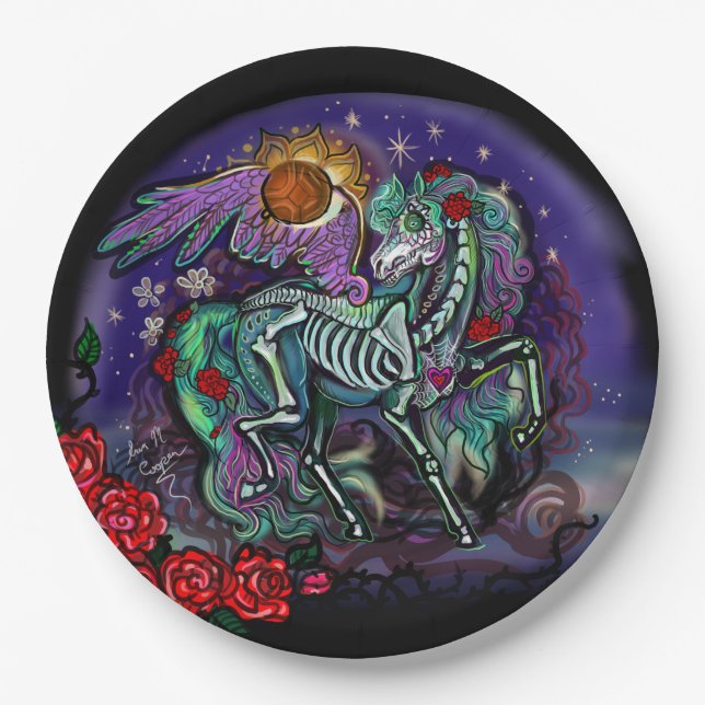 Assiettes En Carton Cheval Día de Muertos (Devant)
