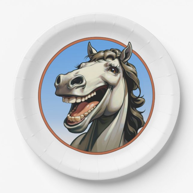 Assiettes En Carton cheval drôle (Devant)