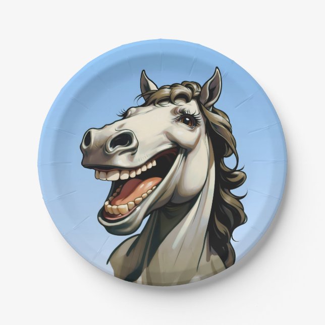 Assiettes En Carton cheval drôle (Devant)