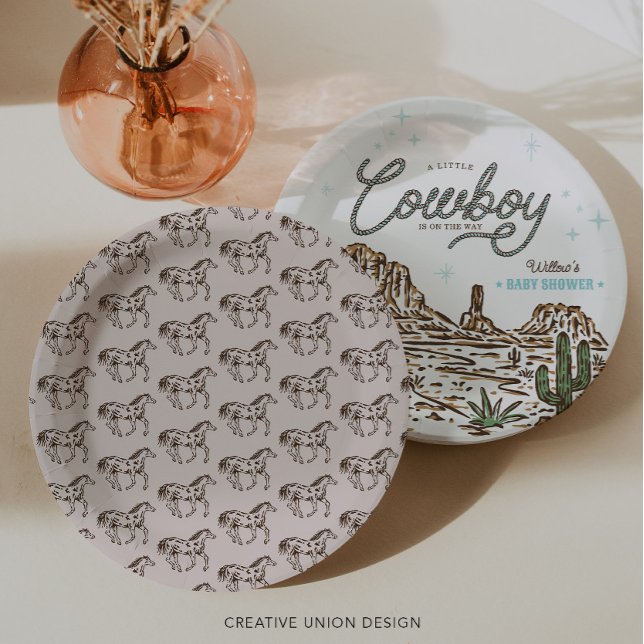 Assiettes En Carton Cheval du Baby shower Western Cowboy Boy (Créateur téléchargé)