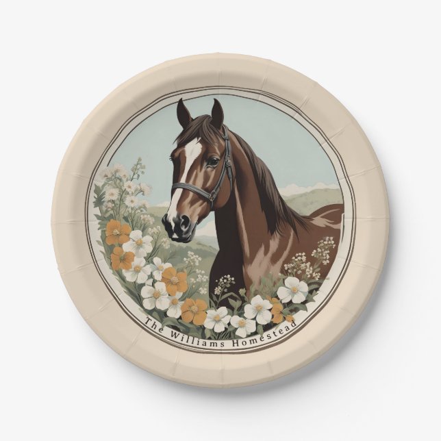 Assiettes En Carton Cheval du printemps (Devant)