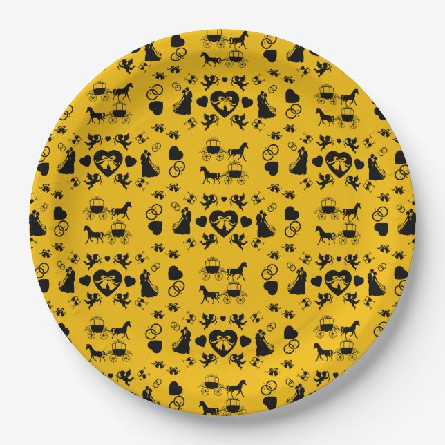 Assiettes En Carton Cheval Et Panier Romantique Mariage (Devant)