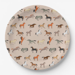 Assiettes En Carton Cheval Imprimer Motif, Garçons Filles & Enfants, C