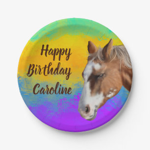 Assiettes En Carton Cheval Palomino d'anniversaire 
