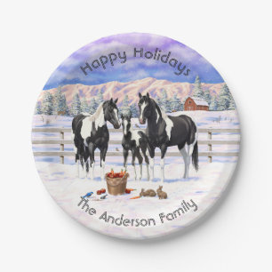 Assiettes En Carton Cheval Pinto Quarter Noir Chevaux Paint Chevaux Da