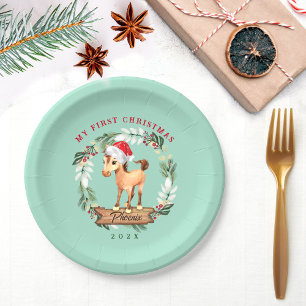 Assiettes En Carton Cheval premier amateur de cheval de Noël