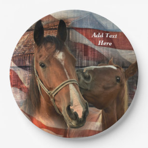 Assiettes En Carton Cheval Rustic Barne drapeau américain
