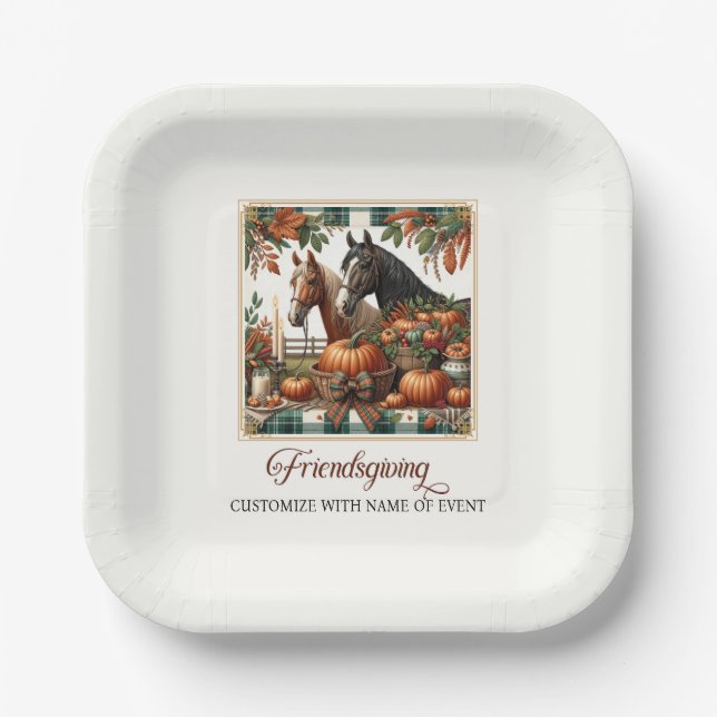 Assiettes En Carton Cheval tendance Friendsgiving (Recto)