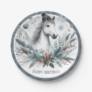 Assiettes En Carton Cheval Vibes d'hiver - Anniversaire