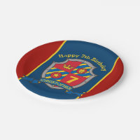 Chevalier bouclier 7e anniversaire rouge fête plaq