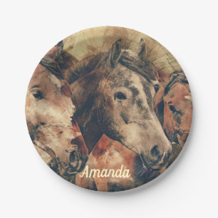 Assiettes En Carton Chevaux Brown