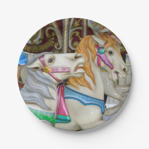 Assiettes En Carton Chevaux colorés de carrousel