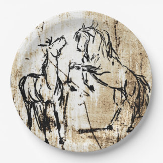 Assiettes En Carton Chevaux d'élevage de l'art équin