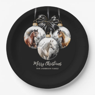 Assiettes En Carton Chevaux noir et or Citation de Noël