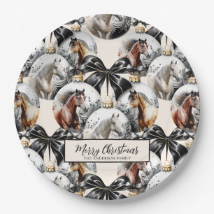 Assiettes En Carton Chevaux noir et or Citation de Noël